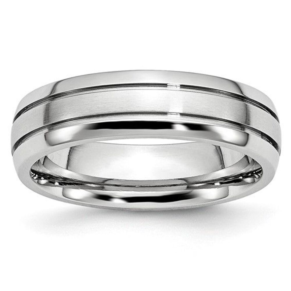 Chisel Cobalt Polished & Satin Grooved 6mm Band - image 1